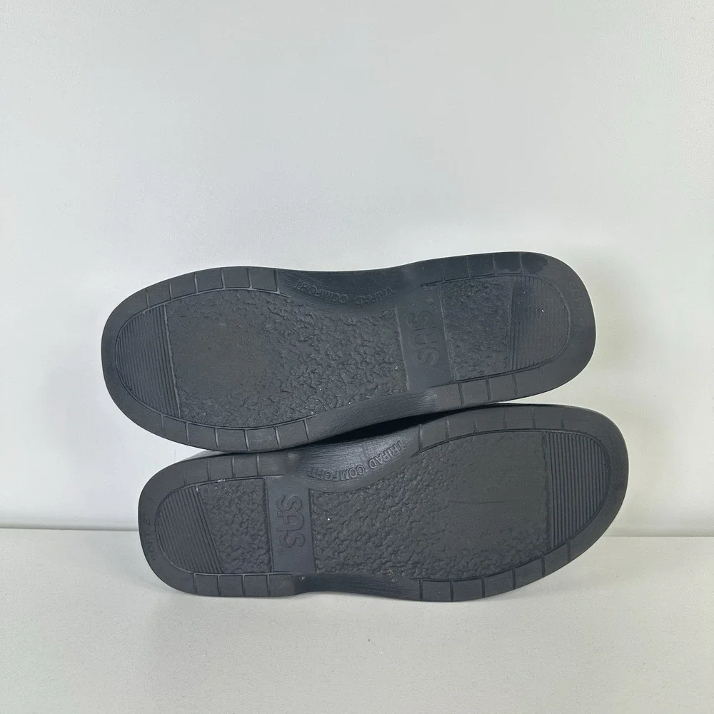 SAS‎ Side Gore Black Leather Slip-On Shoes Comfort Loafer Made USA Men's 10.5 S